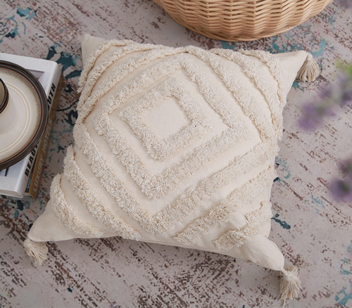 Moroccan Tassel Cushion Cover - Add a touch of elegance to your living room
