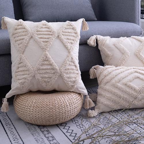Moroccan Tassel Cushion Cover - Add a touch of elegance to your living room