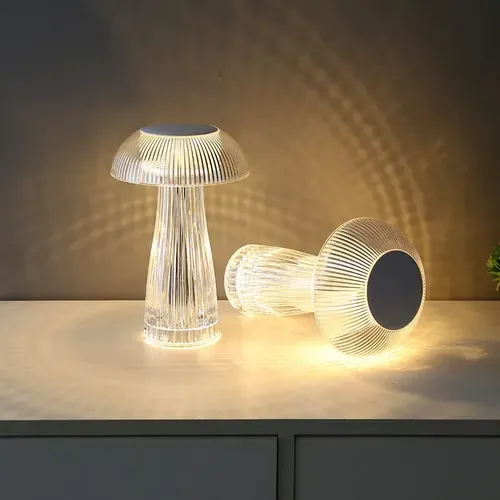 Mushroom Crystal Table Lamp with LED Ambient Light and Touch Control - Perfect for Restaurants, Cafes, Bars, Living Rooms, Bedrooms, and Bedside Tables