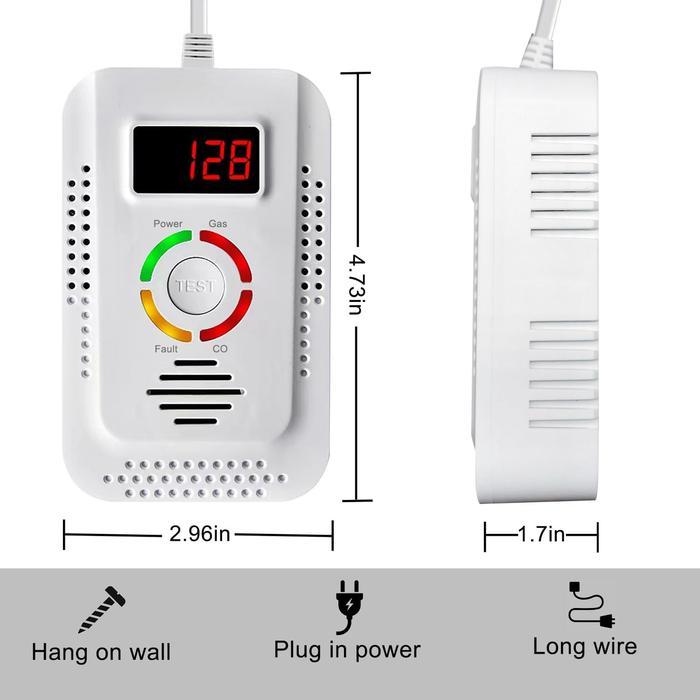 Natural Gas and Carbon Monoxide Detector, Plug-in Gas Leak Detector, CO Sensor Detector with LED Digital Display