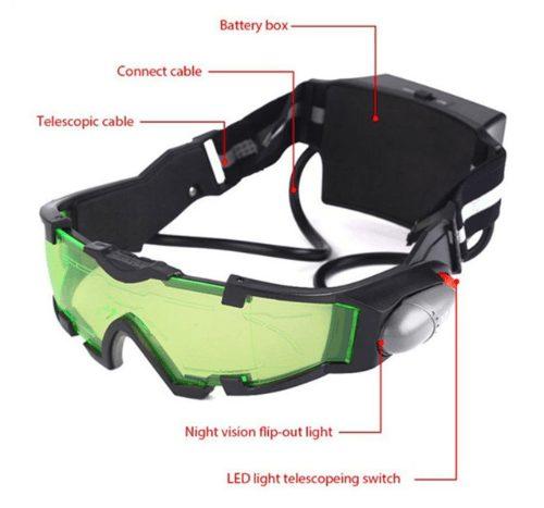 Night Vision Goggles, Adjustable Kids-Led Night Goggles Eye Protection Glass with Anti-laser Lens