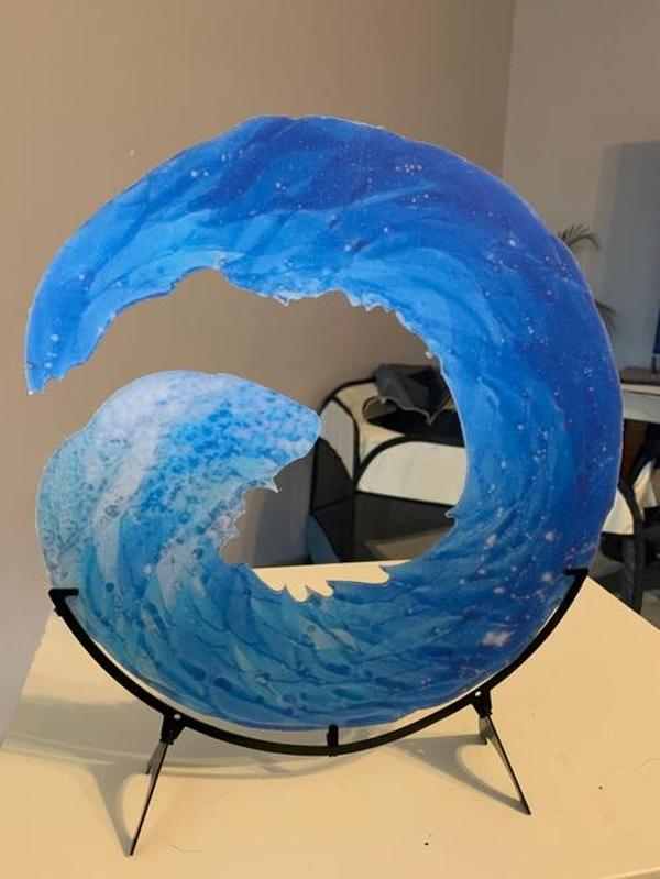 Ocean Wave Fused Glass Sculpture photo review