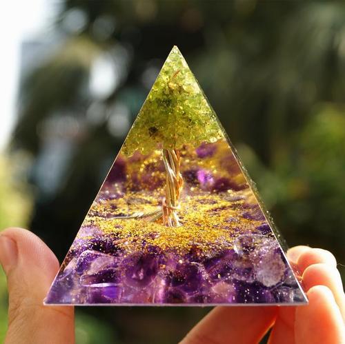 Orgonite Tree of Life Peridot Pyramid