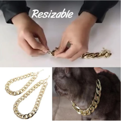 Pet Necklace Thick Gold Chain Plated Plastic Identified Safety Collar Puppy Dogs