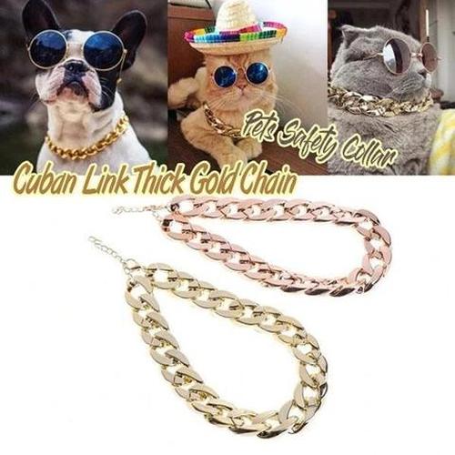 Pet Necklace Thick Gold Chain Plated Plastic Identified Safety Collar Puppy Dogs