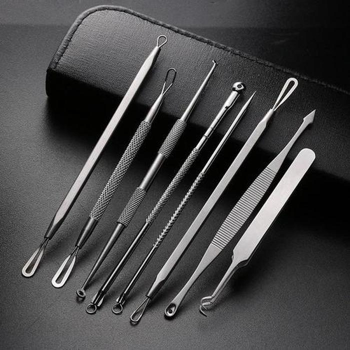 Pimple Popper Tool Kit, 8 Pcs Blackhead Extractor Set with Stainless Steel