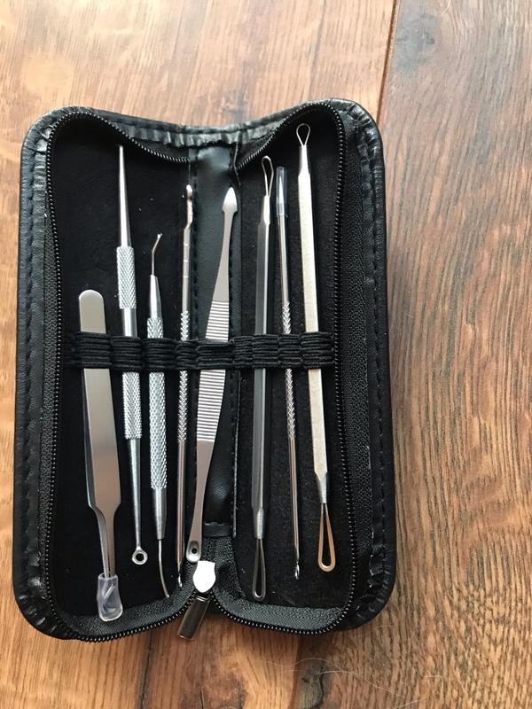 Pimple Popper Tool Kit, 8 Pcs Blackhead Extractor Set with Stainless Steel photo review