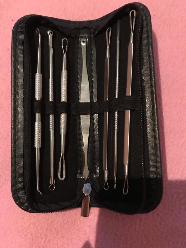 Pimple Popper Tool Kit, 8 Pcs Blackhead Extractor Set with Stainless Steel photo review