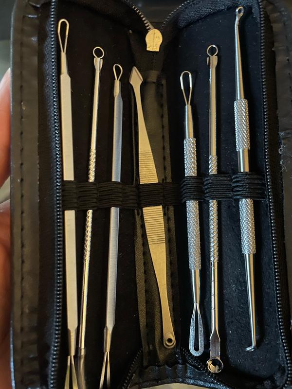 Pimple Popper Tool Kit, 8 Pcs Blackhead Extractor Set with Stainless Steel photo review