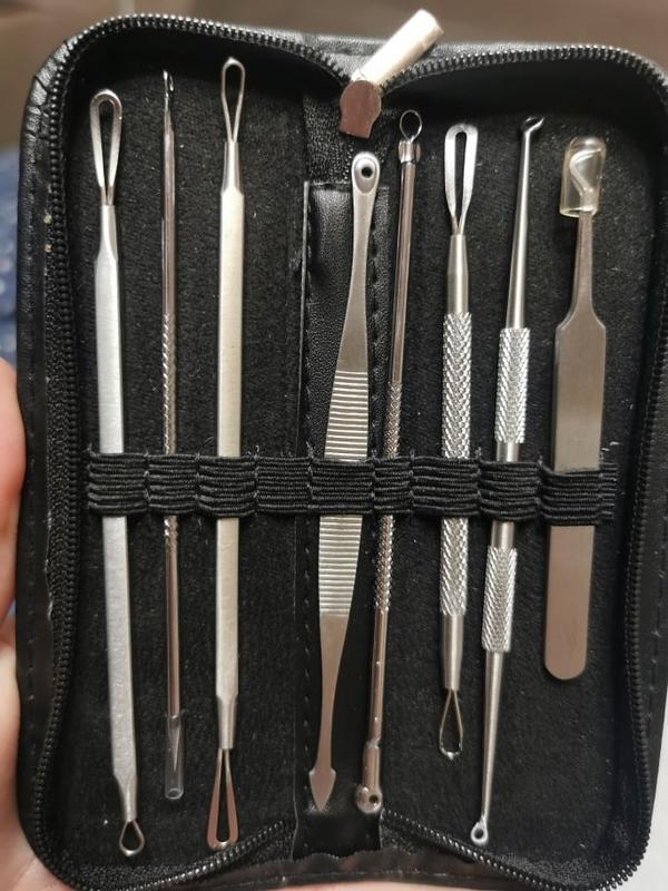 Pimple Popper Tool Kit, 8 Pcs Blackhead Extractor Set with Stainless Steel photo review