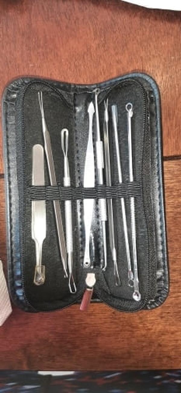 Pimple Popper Tool Kit, 8 Pcs Blackhead Extractor Set with Stainless Steel photo review