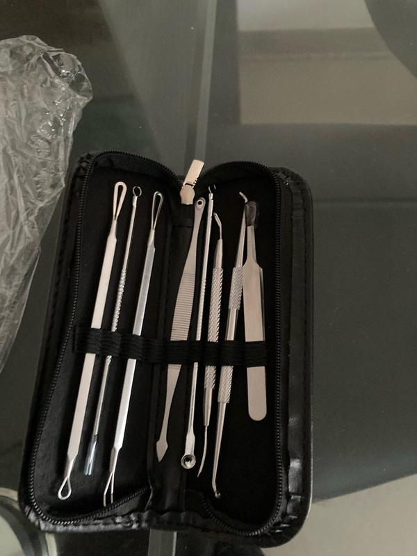 Pimple Popper Tool Kit, 8 Pcs Blackhead Extractor Set with Stainless Steel photo review