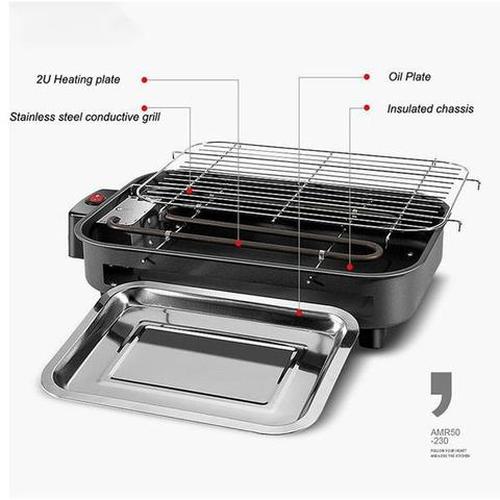 Portable 1300W Electric Smokeless Grill for Indoor and Outdoor