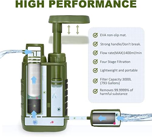 Portable Water Purifier for Camping, Hiking, &amp; Survival