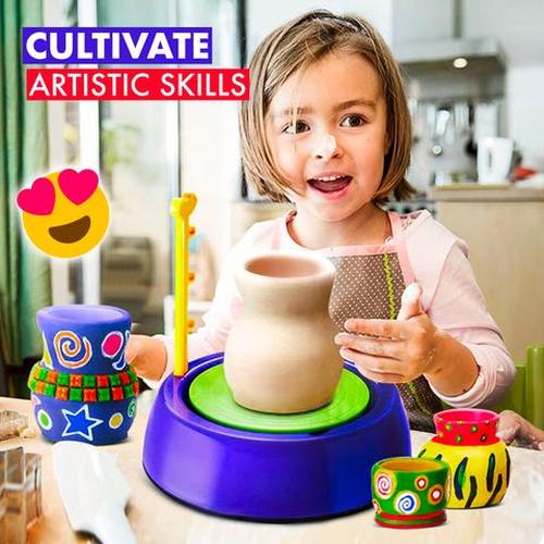 Pottery Wheel Kit Craft Toys For Kids With Paints And Tools Diy Toy Clay Pots Making