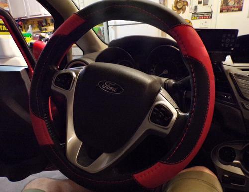 Premium-Leather Steering Wheel Covers, Red photo review