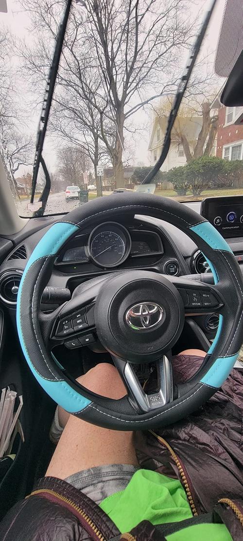 Premium-Leather Steering Wheel Covers, Red photo review
