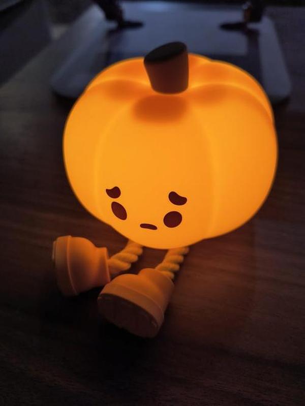 Pumpkin Night Light, Cute LED Lamp, Silicone Dimmable Nursery Nightlight for Kids, Silicone Rechargeable Bedside Touch Lamp photo review