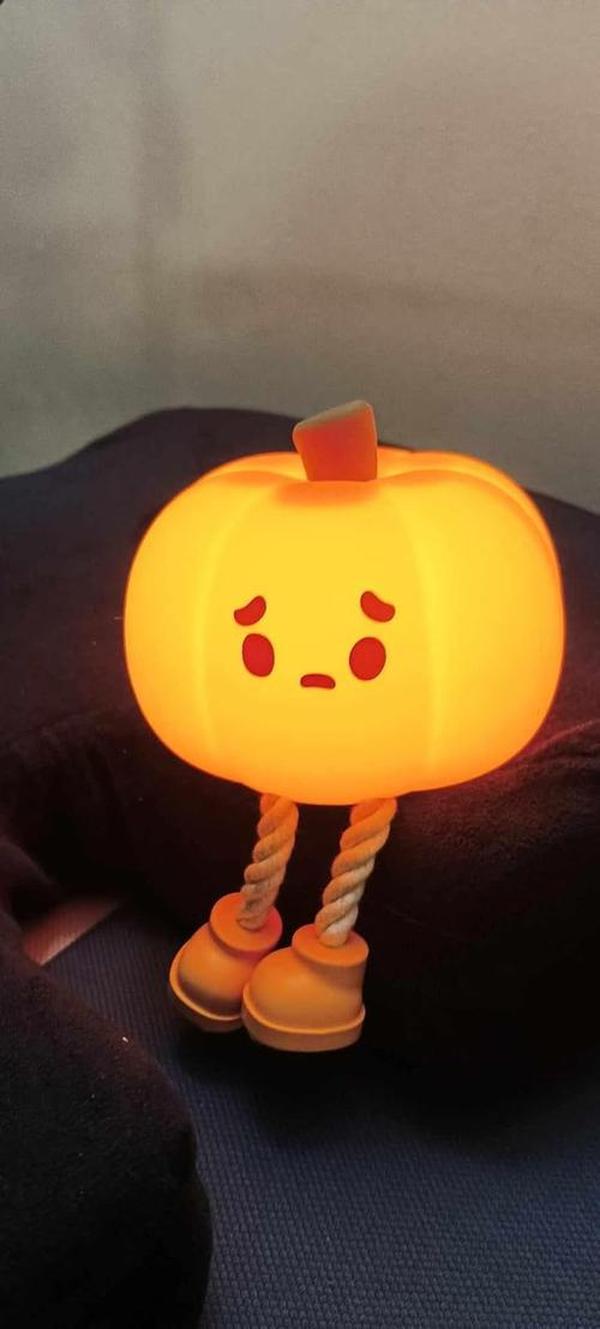 Pumpkin Night Light, Cute LED Lamp, Silicone Dimmable Nursery Nightlight for Kids, Silicone Rechargeable Bedside Touch Lamp photo review