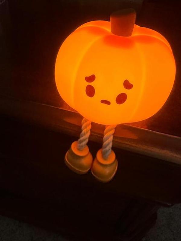 Pumpkin Night Light, Cute LED Lamp, Silicone Dimmable Nursery Nightlight for Kids, Silicone Rechargeable Bedside Touch Lamp photo review