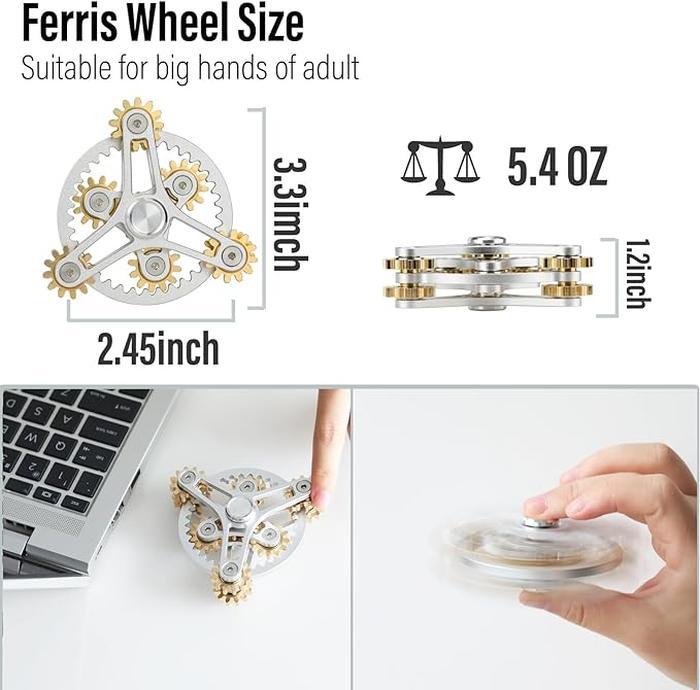 Pure Brass Fidget Spinner Gears Linkage Fidget Gyro Toy