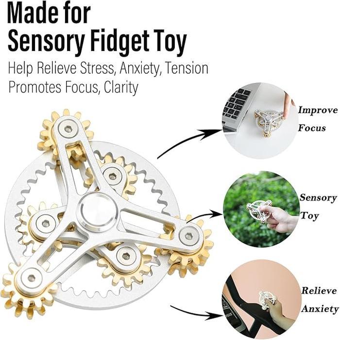 Pure Brass Fidget Spinner Gears Linkage Fidget Gyro Toy