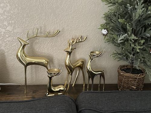 Reindeer Figurine Statues Deluxe, Christmas Deer Pure Copper Heavy Reindeer Ornaments for Home Decor photo review