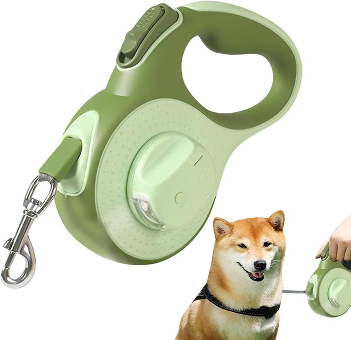 Retractable Dog Leash With Flashlight, 4 In 1 Dog Leash Retractable, Anti-Slip Handle