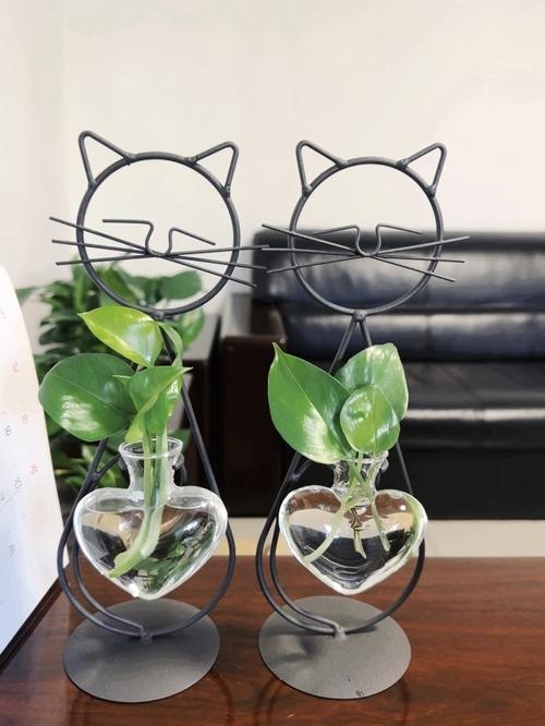 Simple Cat Iron Hydroponic Flower Vase - Innovative Home Living Room Decor photo review