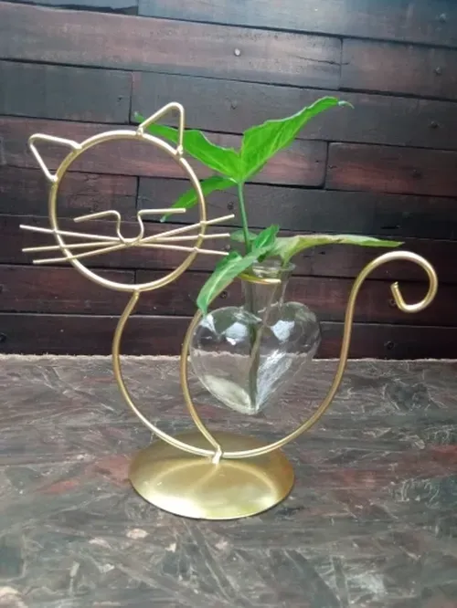 Simple Cat Iron Hydroponic Flower Vase - Innovative Home Living Room Decor photo review