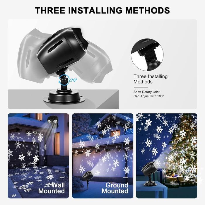 Snow Projector Lights, Christmas Rotating Dynamic Snowflake Owl Shaped Projection Lamp, IP65 Waterproof Outdoor HD LED Snow Spotlight