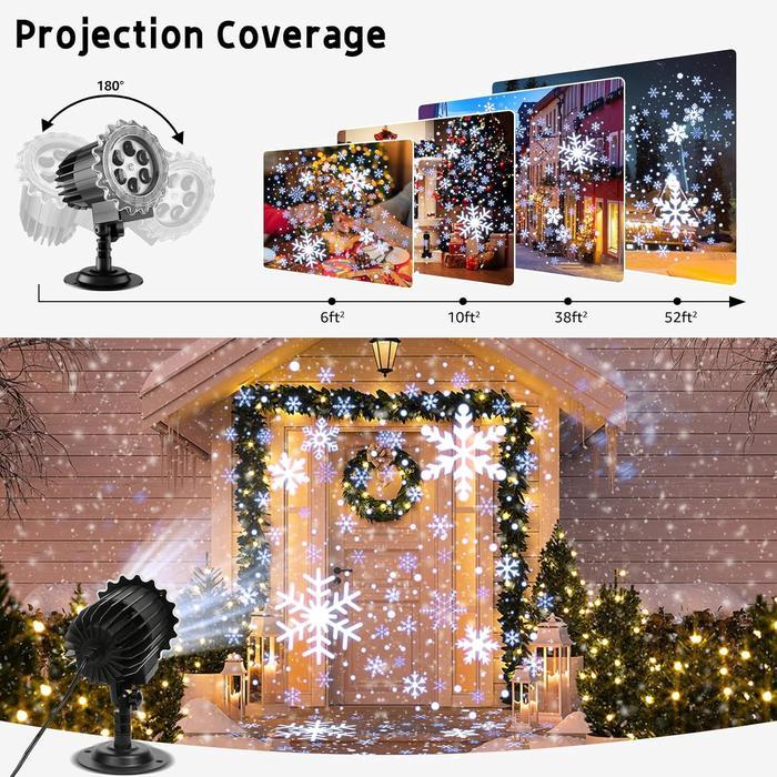 Snowflake Projector Lights Outdoor, Snowfall Lamp Night Light Projection, LED Christmas Projector Lights Waterproof