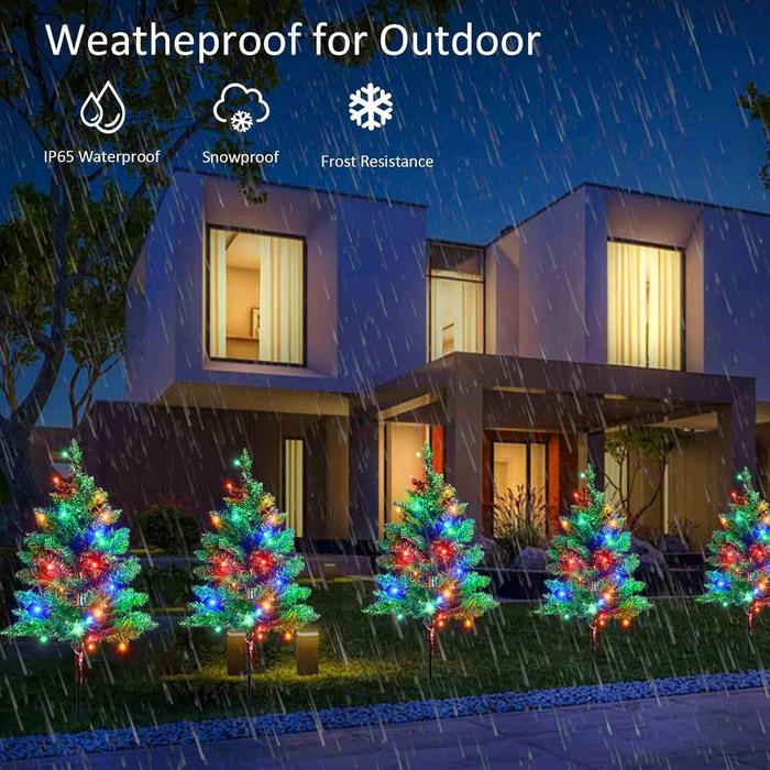 Solar Christmas Garden Stake Lights, Decorative Xmas Tree Solar Christmas Yard Stake Outdoor Waterproof Christmas Pathway Lights