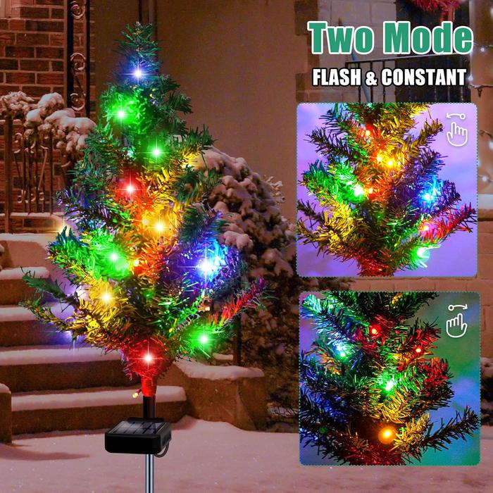 Solar Christmas Garden Stake Lights, Decorative Xmas Tree Solar Christmas Yard Stake Outdoor Waterproof Christmas Pathway Lights