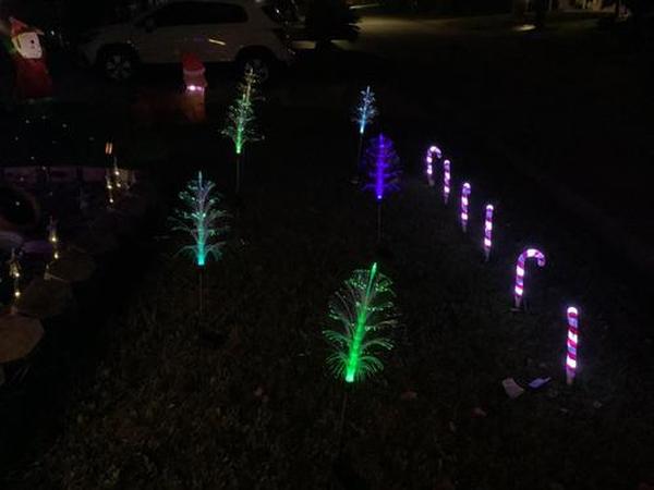 Solar Christmas Tree Lights Decorations Outdoor Waterproof 5 Layer Optical Fiber 7 Color Changing for Yard Pathway Outside photo review