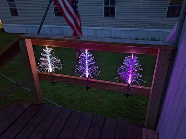 Solar Christmas Tree Lights Decorations Outdoor Waterproof 5 Layer Optical Fiber 7 Color Changing for Yard Pathway Outside photo review