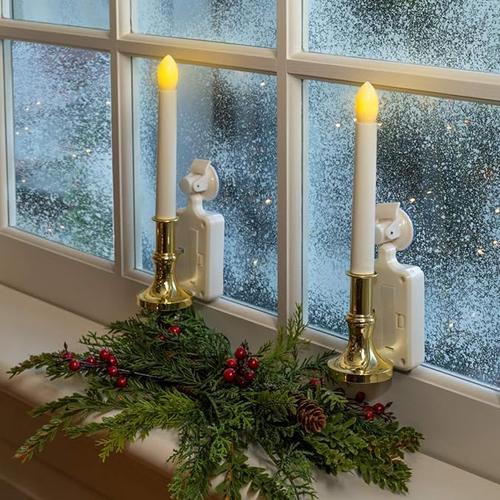 Solar-Powered Flickering LED Window Candles