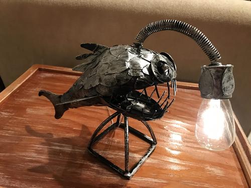 Rustic USB Angler Fish Lamp, Shark Lamp Steampunk Style Table Lamp, Steampunk Angler Fish Lamp, Anglerfish Lamp Retro Art Table Lamp photo review