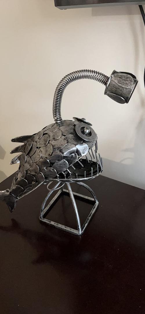 Rustic USB Angler Fish Lamp, Shark Lamp Steampunk Style Table Lamp, Steampunk Angler Fish Lamp, Anglerfish Lamp Retro Art Table Lamp photo review