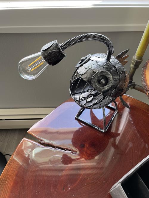 Rustic USB Angler Fish Lamp, Shark Lamp Steampunk Style Table Lamp, Steampunk Angler Fish Lamp, Anglerfish Lamp Retro Art Table Lamp photo review