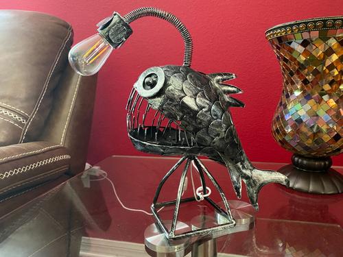 Rustic USB Angler Fish Lamp, Shark Lamp Steampunk Style Table Lamp, Steampunk Angler Fish Lamp, Anglerfish Lamp Retro Art Table Lamp photo review