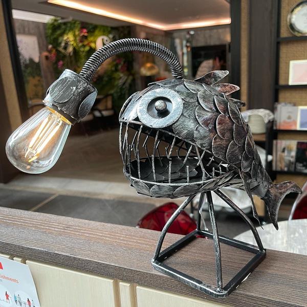 Rustic USB Angler Fish Lamp, Shark Lamp Steampunk Style Table Lamp, Steampunk Angler Fish Lamp, Anglerfish Lamp Retro Art Table Lamp photo review