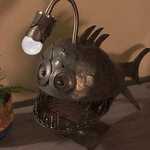 Steampunk Angler Fish Lamp, Anglerfish Lamp Floor-standing Retro Art Table Lamp