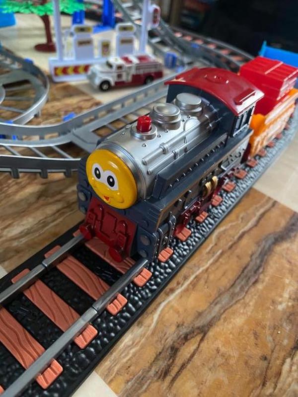 Toy Train Set for Toddlers, Train Track Set with Cars, Electric Train with Realistic Sound, Train Track Playset photo review