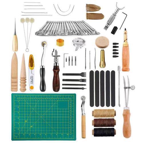 Ultimate Leather Working Craft Tool Kit, Hand Sewing Kit Leather Tools DIY