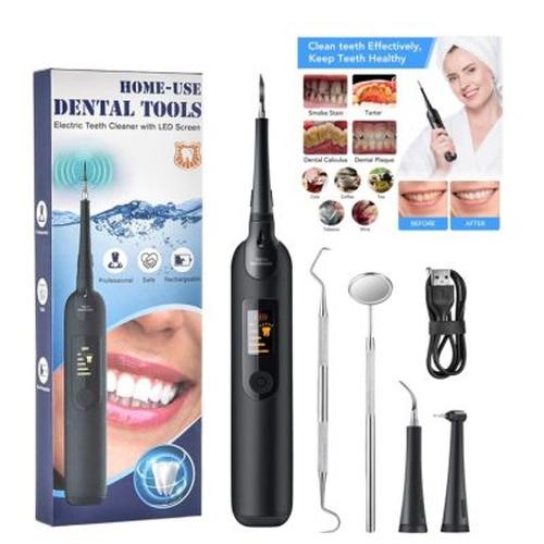 Ultrasonic Tooth Plaque Remover 5 Adjustable Modes 3 Cleaning Heads