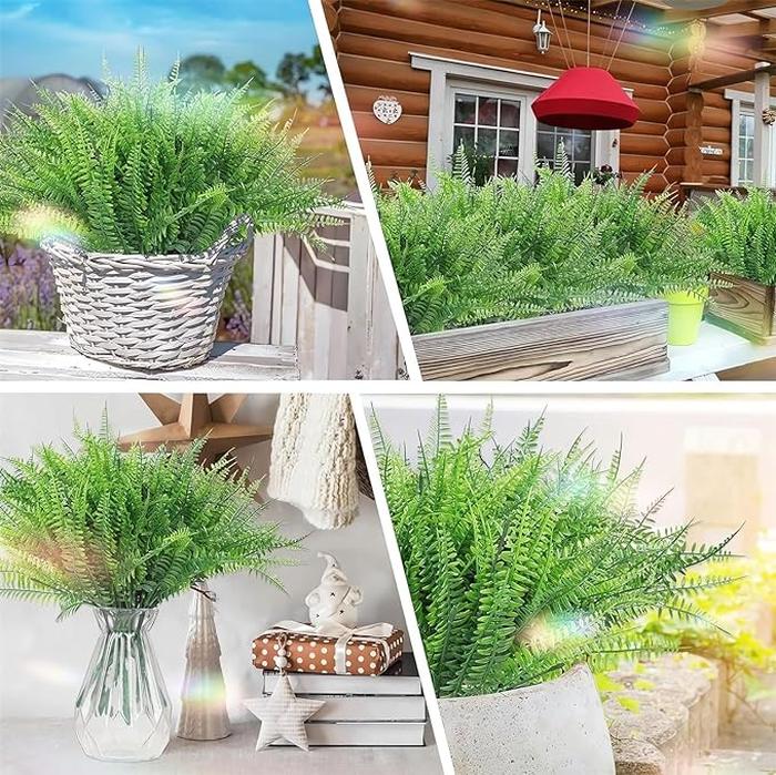 Uv Resistant Lifelike Artificial Boston Fern For Outdoors, 60 leaves 55cm