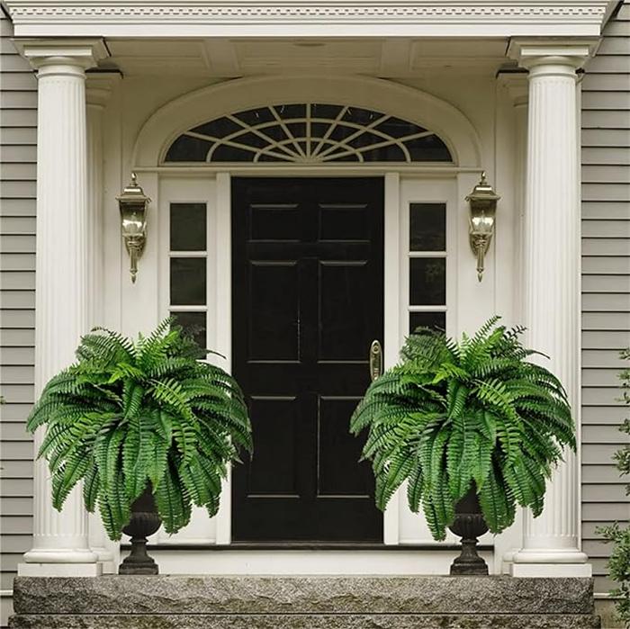 Uv Resistant Lifelike Artificial Boston Fern For Outdoors, 60 leaves 55cm