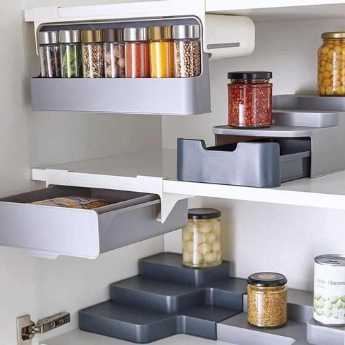 Wall-Mounted Spice Rack Organizer for Under Cabinet Storage