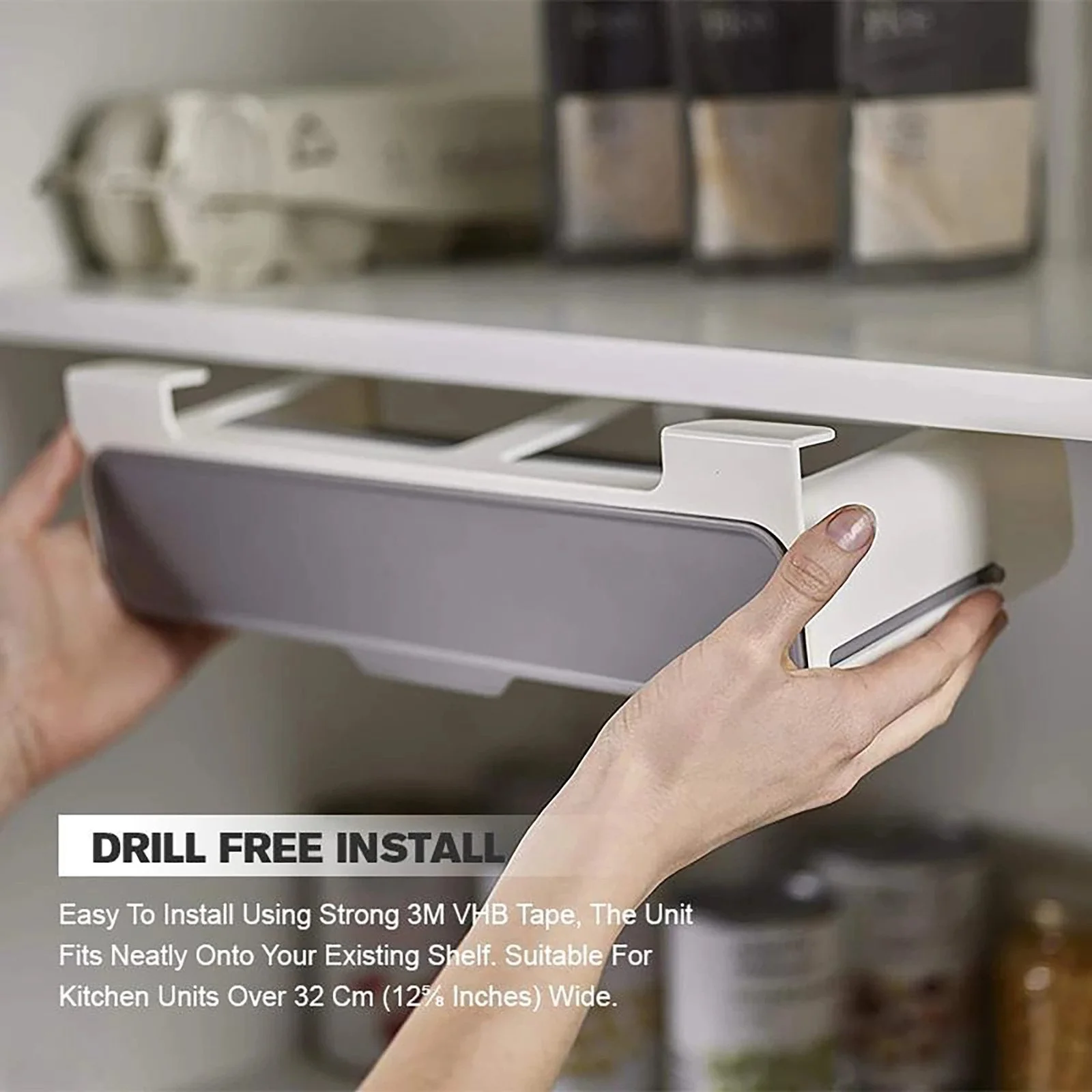 Wall-Mounted Spice Rack Organizer for Under Cabinet Storage